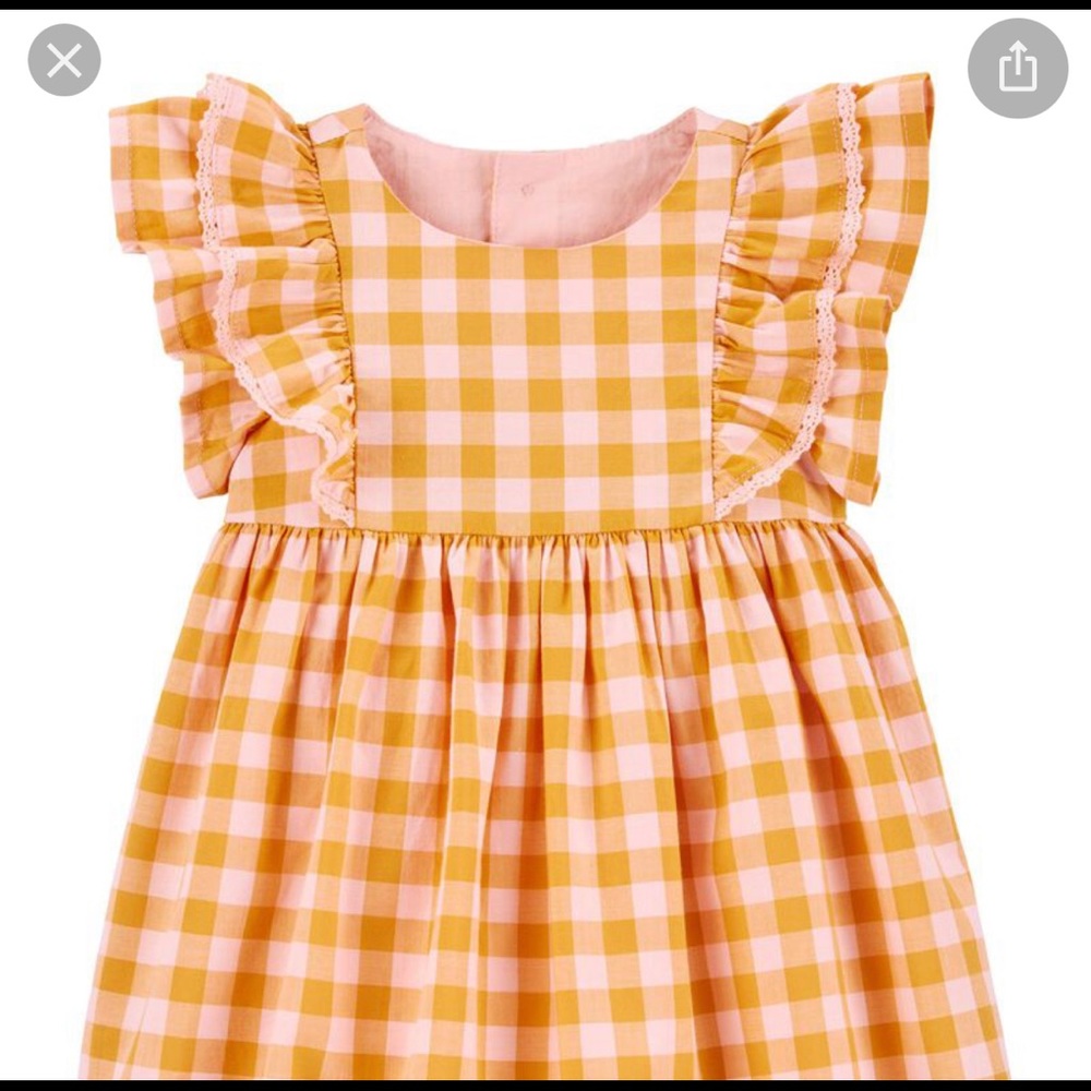 yellow and pink ruffle gingham dress